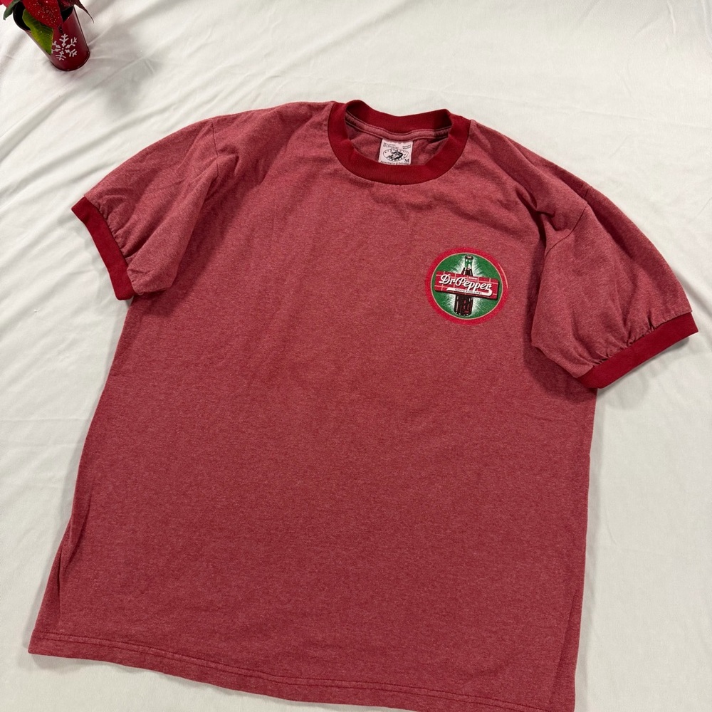 Vintage Dr Pepper Original Graphic Ringer T Shirt Red Cotton M Authentic Pigment